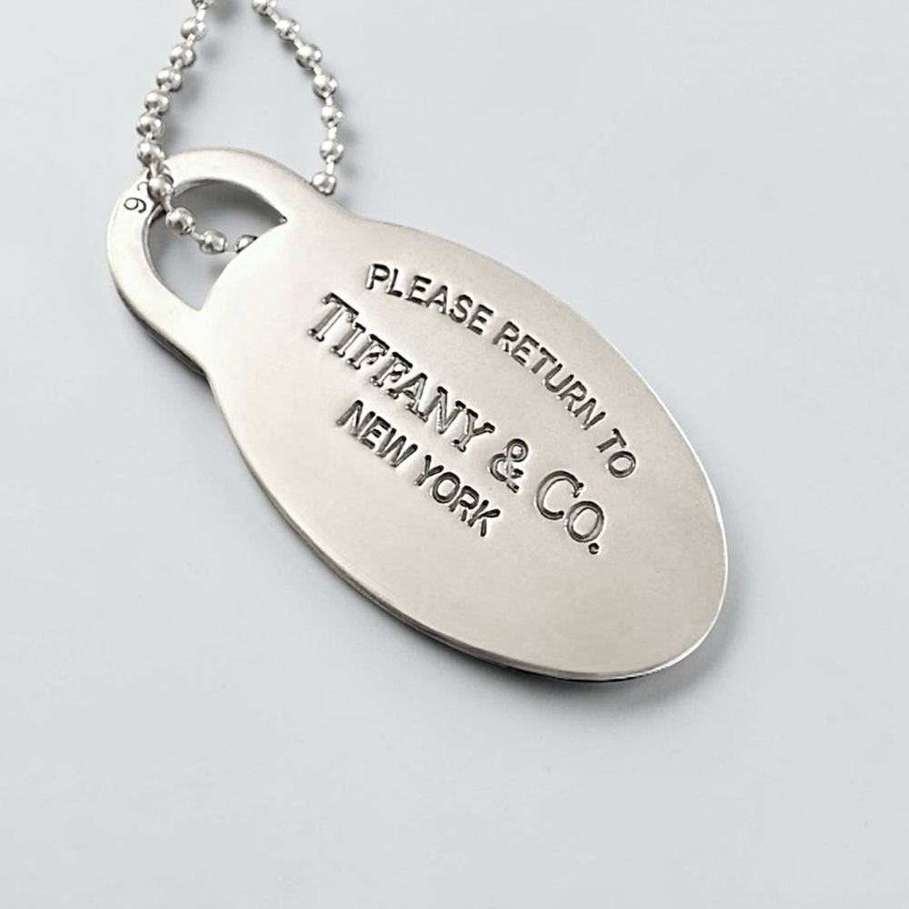 Tiffany & Co Vintage 925 Silver Return to Tiffany Oval Dog Tag Necklace (#3A)